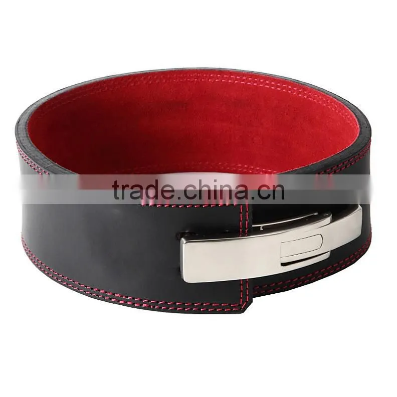 Lever buckle Genuine leather Power weight lifting belts