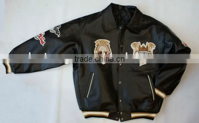 man embroidery leather jacket