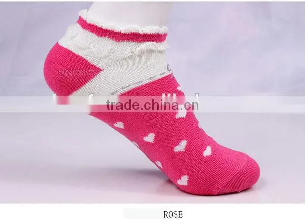 100%cotton pretty lace love heart pattern women socks