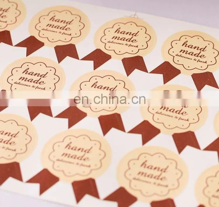 Badge Shape "Hand Made" Gift Box/Bag Label Baking Bag Sealing Sticker Baby Shower Gift Decoration Craft Packing DIY Material
