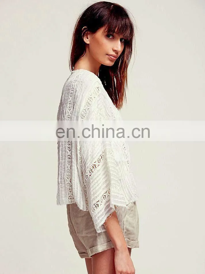Lace inset ladies high quality kimono, pleated designer kimono