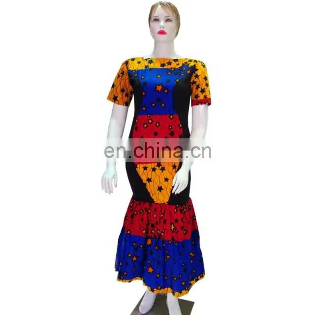 High quality african style wax fabric african long wax dresses