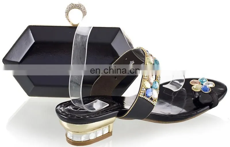 Black color comfort italian women platform shoes and bags sets