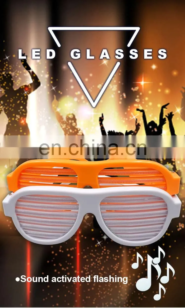 Hot Sale New Product New Design Sound Activated LED Glasses Color Customized New Style