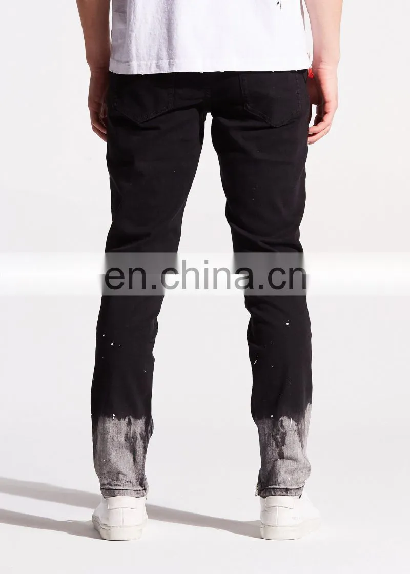 DiZNEW PAINT CUSTOM LOGO BLACK BULK MENS JEANS FOR MEN