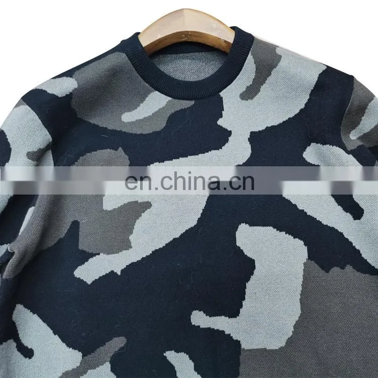 DiZNEW Wholesale Custom 100% Cotton Camo Sweaters O-neck Sweater Men