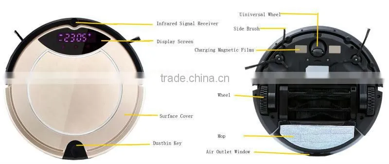 2016 new arrival Robot Vacuum Cleaner dry and wet anti falling robot OEM factory