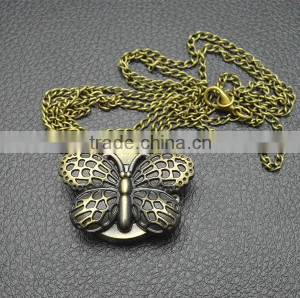 world cup 2014 watches retro fashion butterfly style necklace chain quartz pocket watch