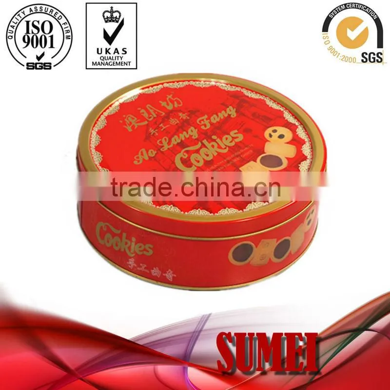 custom round cookies tin box
