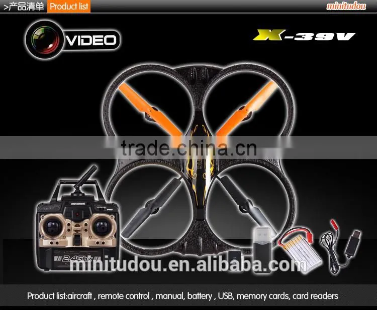 2014 X39V 2.4G 4 Axis RC Flying Toy UFO Quadcopter With Camera