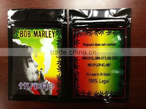 2g 3g 10g Bob marley herbal potpourri smoking bag blend with heat sealed/Aluminum foil bag