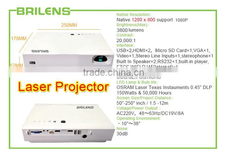 Office use digital 3d video overhead projector CE approved