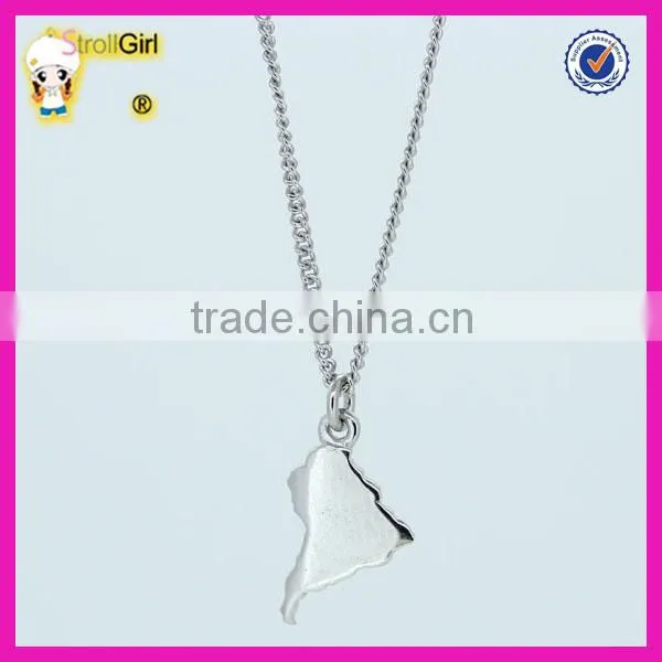 14K gold plated silver map necklace, south america map pendant necklace wholesale