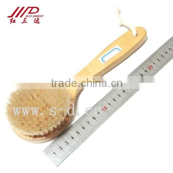 Wooden short handle cleaning brush for bath massage