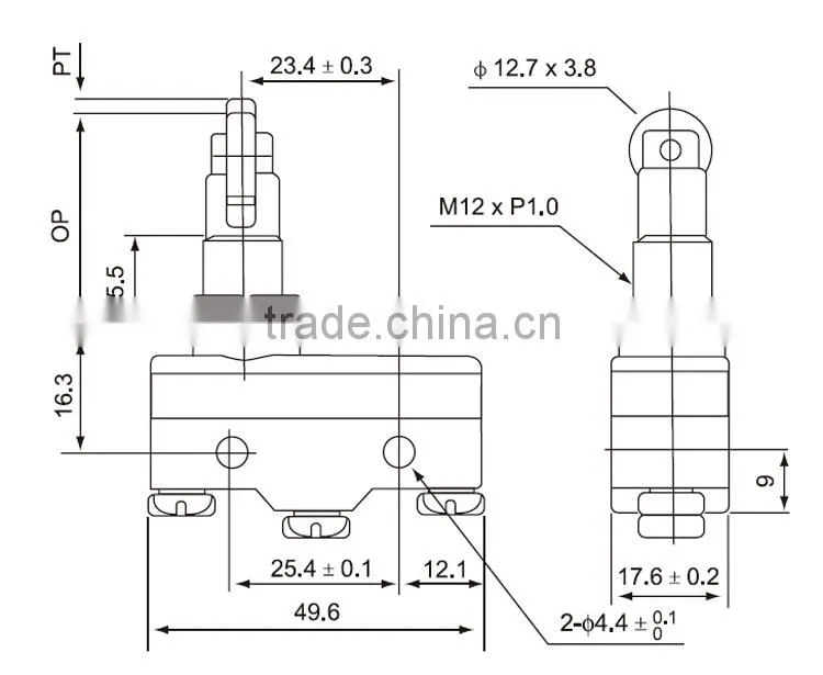 CNTD Top Quality 1NO1NC Panel Mount Roller Plunger Mini Micro Switch 5A 250V (CM-1309)