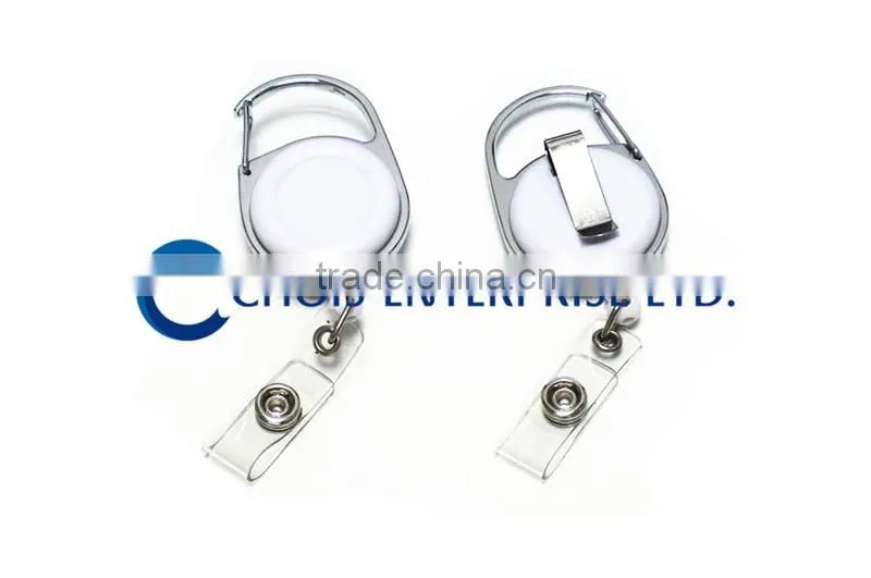 Promotion Custom Carabiner Hook Plastic Badge Reel, Retractablce Badge Holder
