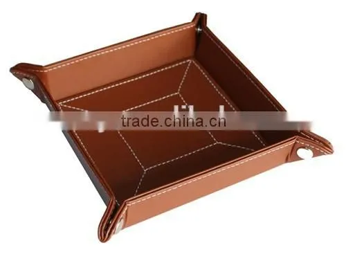 leather valet coin tray