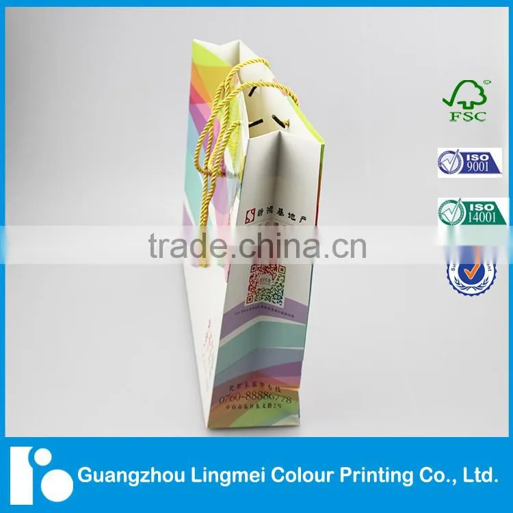 Promotion Color Custom Paper Gift Bag Factory printing with Logo