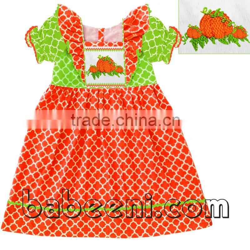 Lovely sunflower and pumpkin hand smocked bishop dress
