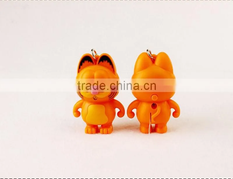 Creative Cartoon Cat LED light flash keychain with sound