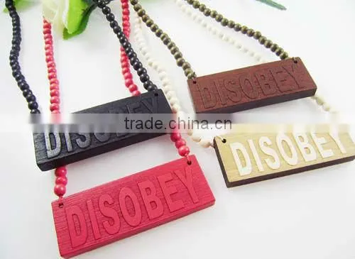 DISOBEY pendant necklace, wooden jewelry