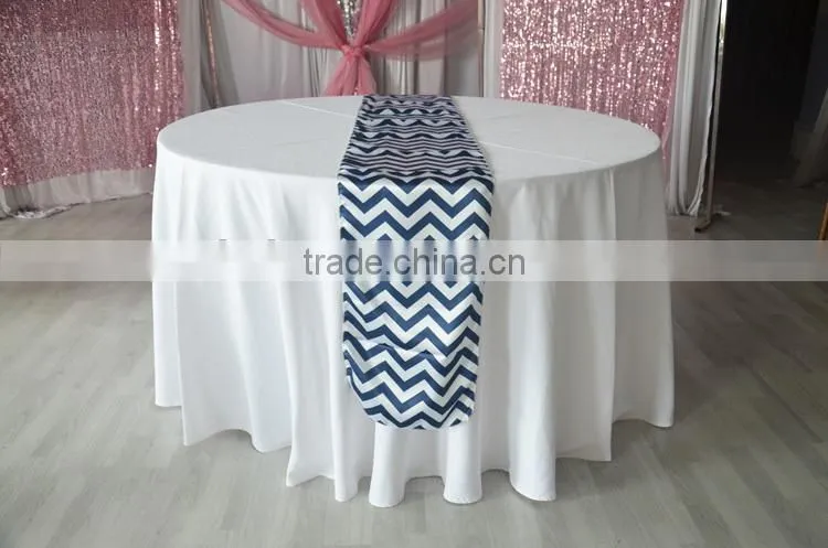 Cheap white satin printed chevron table runner