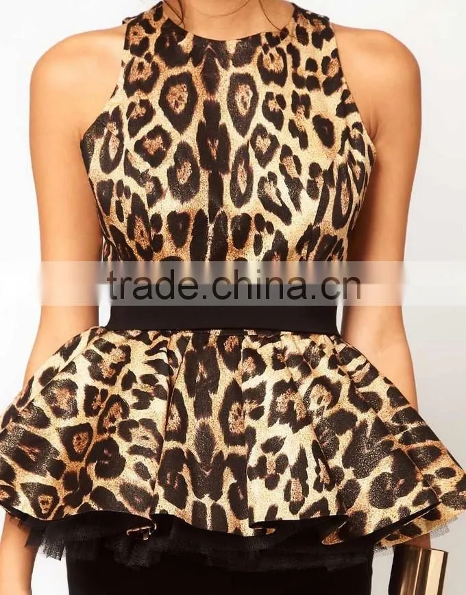 Party Wear High Quality Puffy Leopard Printed Prom Dresses Design