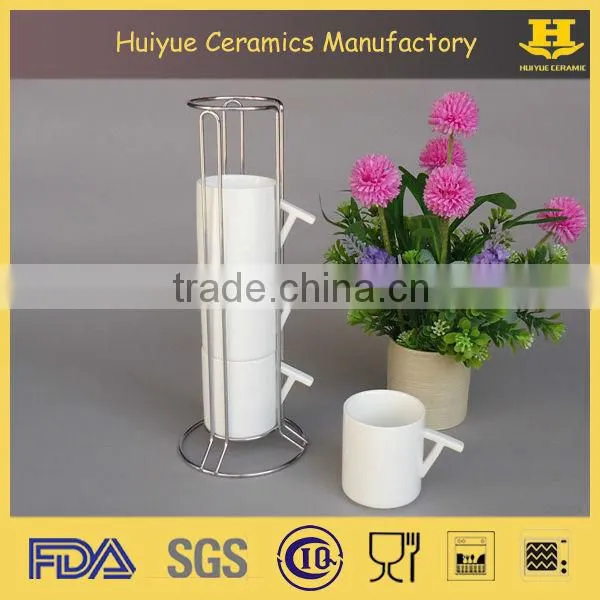 Bone china cup with iron stand, tea cup