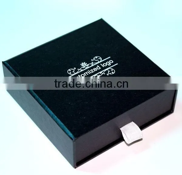 luxury custom embossed gift box with silver foil hot stamping logo