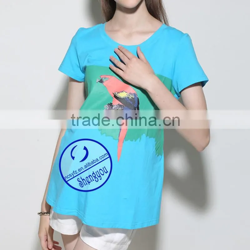 Custom 100% cotton jersey printed short sleeve maternity t shirt