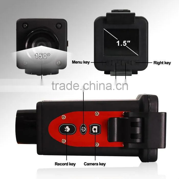 waterproof 20 Meters sport camera 1.5 inch TFT Screen high resolution car dvr camera