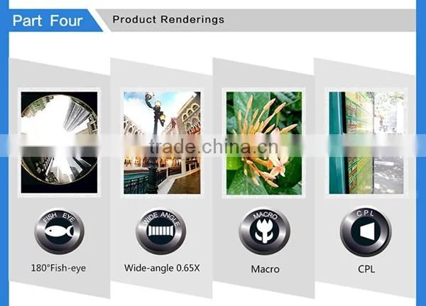 Wholesale mobile phone camera lens 4 in 1 fish eye lens, Macro,wide angle,CPL