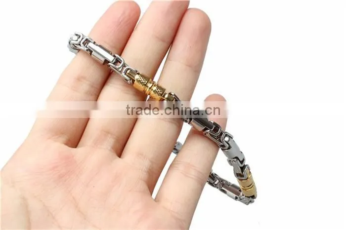 Factory wholesale silver and gold joint 316l stainless steel bracelet men
