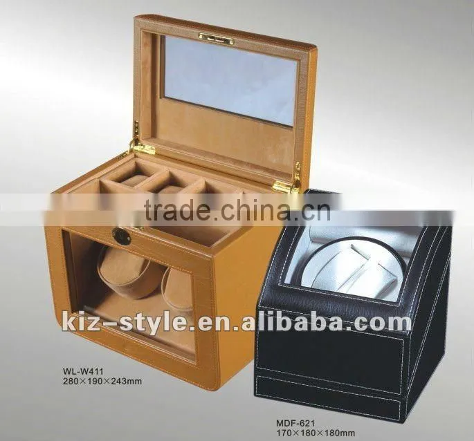 leather watch winder,Wood+PU leather +Window,super silent motors