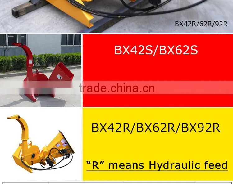 PTO Driven wood chipper shredder with hydraulic feeding system