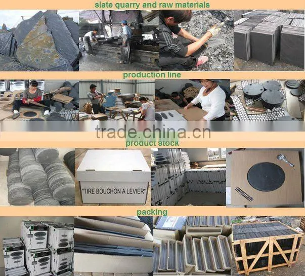 Intimate design stone food tray slate and groove bamboo with finger hole