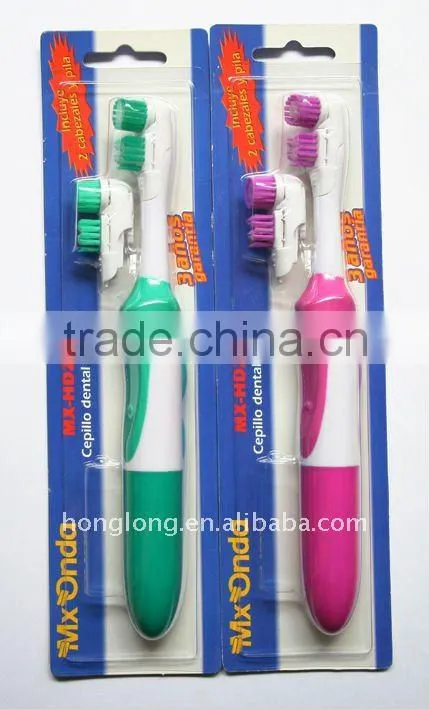 @Battery operated electric toothbrush with soft dupont tynex bristle head