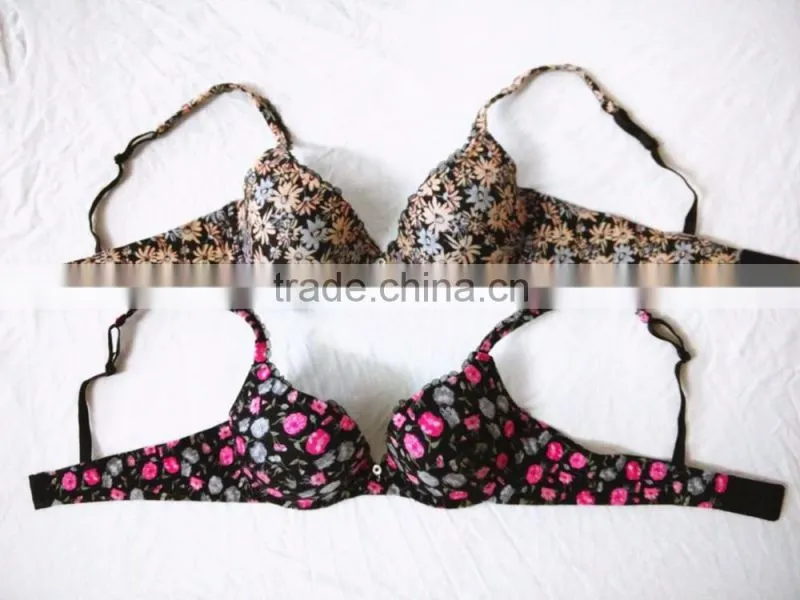 Hot Sale Flower Designed Bra Women's Brushed Cotton Floral Print Bra Bohemian Style