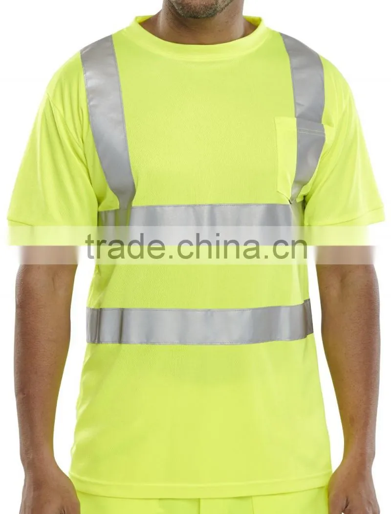 men long sleeve hi vis yellow safety workers polo shirts