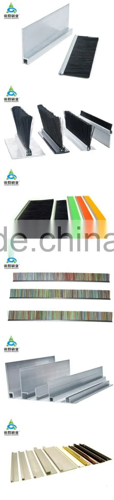 Flexible horse hair weather stripping brush for sliding door bottom sealing