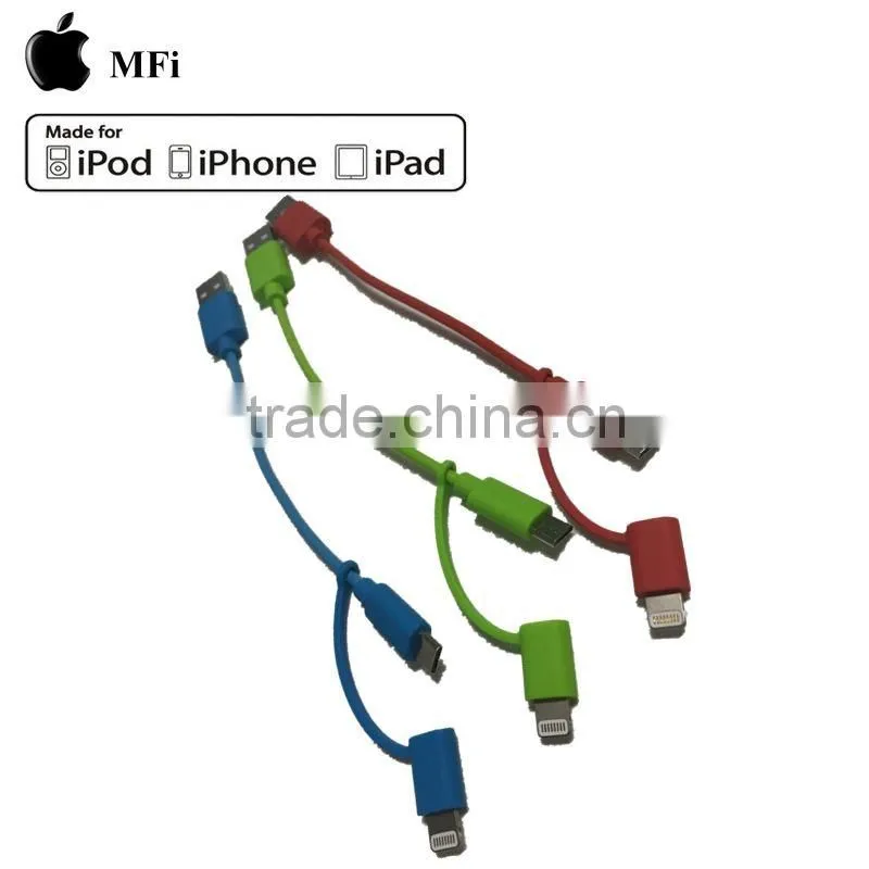 Mobile phone MFi Certified 2 in 1 usb charger cable
