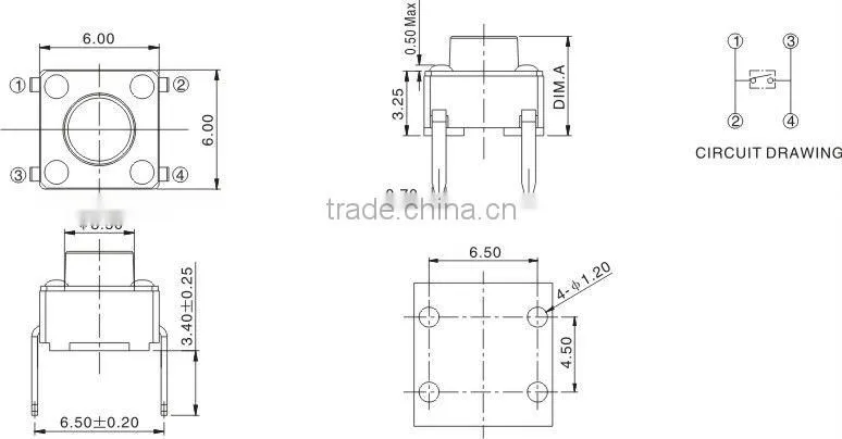 4 pin dip touch switch tact switch TS-1303