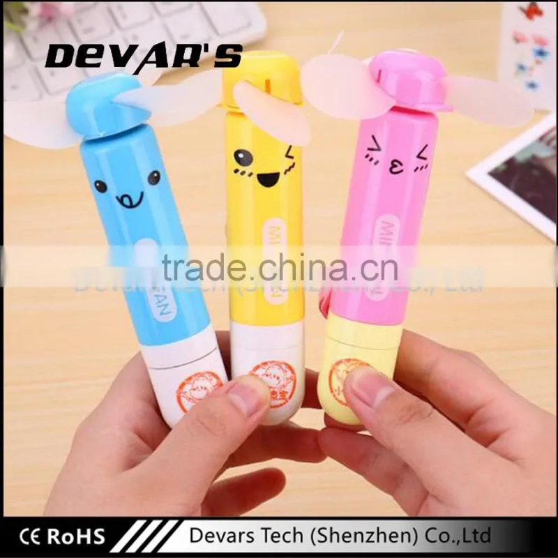 plastic dynamo hand press portable mini fan for kids