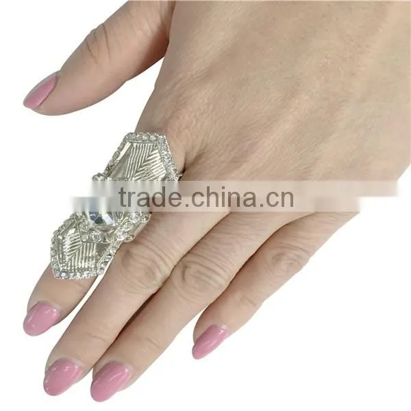 New fashion Multiple Finger Stack Knuckle Band Crystal Set Hollow Out Knuckle Ring