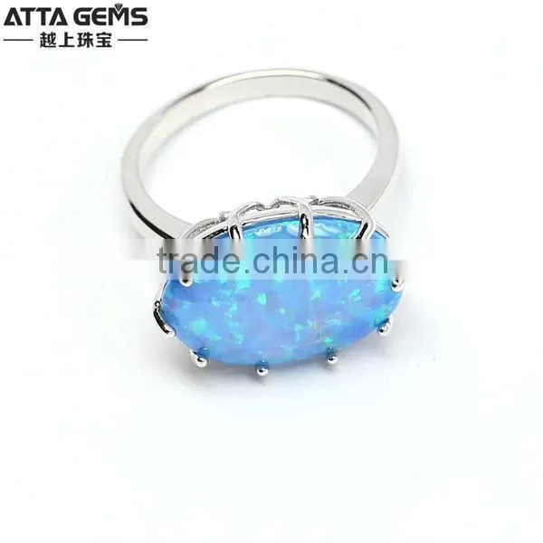 beautiful Synthetic opal gemstones ring 925 silver ring