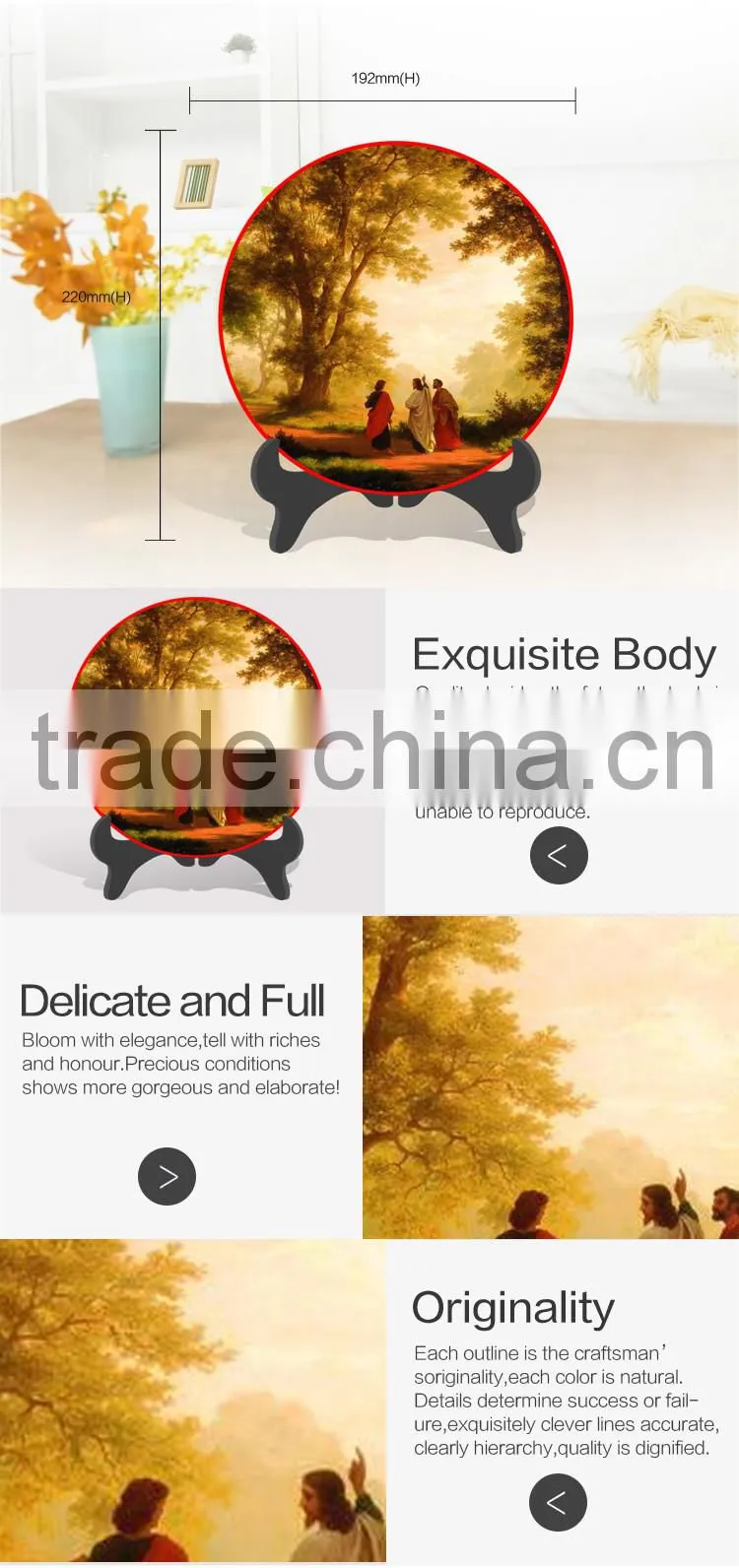 Elegant artificial arts crafts religious plate for home furnishing