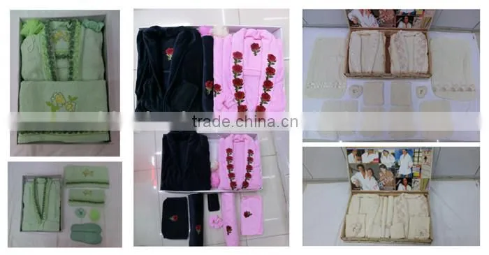 factory supply embroidered bright blue pure cotton luxury hotel and spa used unisex bathrobe
