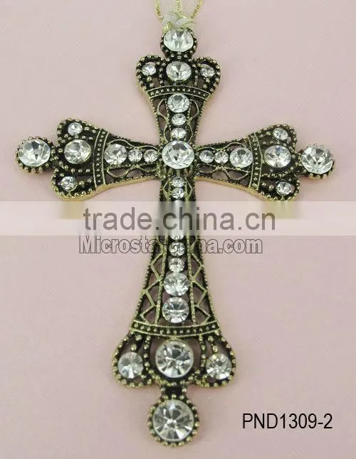71*92mm Goldplated Fashion Wholesale Rhinestone Cross Pendant