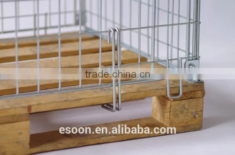Wooden base container logisitc moving mesh cage with top covers