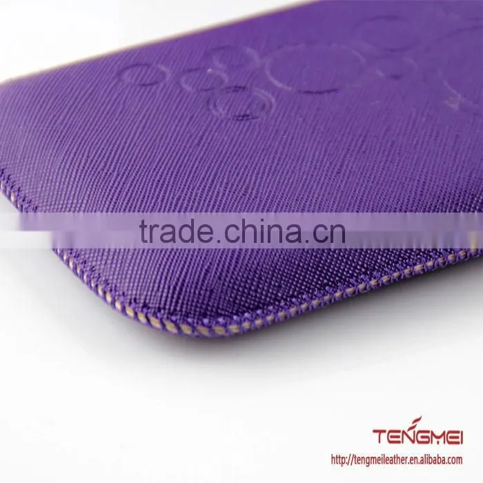 flanging pouch case with pattern embossing, universal case custom made